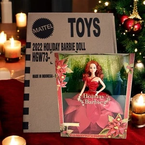 Muñeca Mattel Holiday Barbie 2022 Signature inspirada en Poinsettias roja HGW73 OG Box - Imagen 1 de 19