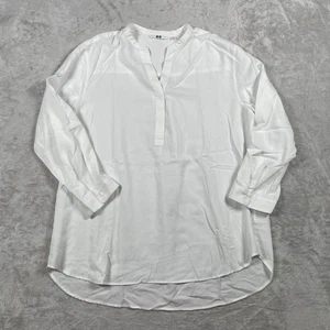 Uniqlo White V Neck Long Sleeve Tunic Shirt Womens Size M - Picture 1 of 6
