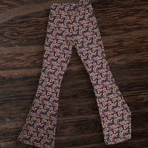 Flared Pants Floral Size 8 Black Stretch Boho Retro 70s Hippie  - Picture 1 of 6