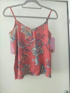 Hollister Floral Patterned Red Adjustable Strap Vest Top Size Small - Picture 1 of 4