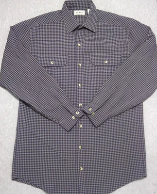 Vintage 80's LL Bean Shirt Textured Mens Medium Tall Check Button Down Jamaica - Image 1 of 4