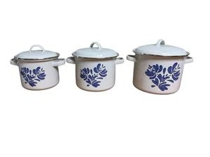 Set di 3 pentole smaltate Pfaltzgraff Yorktowne con coperchi - Foto 1 di 13