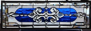 Stained Glass Transom window HANGING PANEL  40 X 13 3/4  incl hooks - Picture 1 of 4
