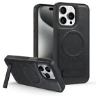For Iphone 15 14 Pro Max 13 12 11 Pu Leather Magnetic Magsafe Holder Case Cover