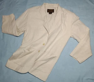 Eddie Bauer Linen Blend Blazer Women's Small 2 Button Lined Shoulder Pads - Picture 1 of 17