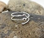 925 Sterling Silver Ring Beaded Handmade Ring Bypass Ring Open Minimalist Ring