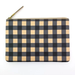 Madewell Gingham Edition True Black Multi The Leather Storage Pouch Clutch NA112 - Picture 1 of 6