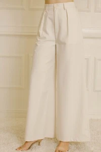 High Waist Trouser Pants pockets with zipper beige - Picture 1 of 3