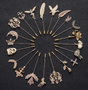 Assorted Designs Gold Silver Bronze Brooch Broach Lapel Hat Collar Pin Stick UK - Picture 1 of 40