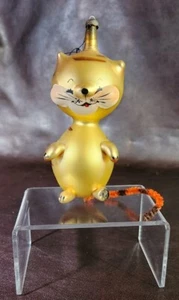 Vtg De Carlini Italian Blown Glass Christmas Ornament Tabby Cat, VG+/READ - Picture 1 of 9