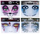 Face Art Glitter Stickers Vampire, Cat, Day of the Dead, Spiderweb