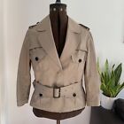 AQUASCUTUM Trench Coat LONDON Beige 14R 14 Tan short jacket Blazer Cotton