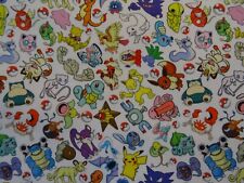 Pokémon Pikachu Pocket Monsters Cotton Fabric by the 1/2 yard 55 inch width