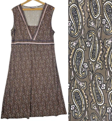 Vestido Croft & Barrow Talla XL Cintura Imperio Babydoll Viaje Tejido Paisley Midi Y2K Foto 1 de 4