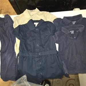 Girls 5 LOT TODDLER SCHOOL UNIFORM TOPS, DRESS, PANTS 4T - Picture 1 of 7