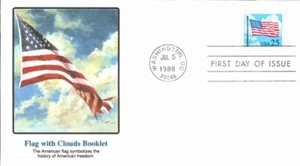 FLEETWOOD - FLAG WITH CLOUDS JUL 5 1988 WASHINGTON DC FIRST DAY COVER (FDC) BX8 - Picture 1 of 2