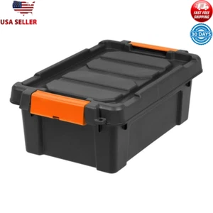 Heavy Duty Plastic Storage Bin Lockable Lid Stackable Utility Tote 3 Gallon New - Picture 1 of 8