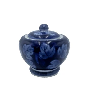 Ginger Jar Trinket Box Ceramic Blue And White Floral DesignPac 3”x4” Oriental - Picture 1 of 5