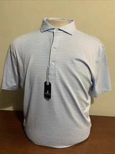 Polo golf Johnnie-O Michael uomo media Kona righe blu nuova con etichetta - Foto 1 di 5