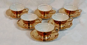 Tazas de té y platillos de porcelana de oro auténtico de Baviera porción de oro genuino 6 - Imagen 1 de 9