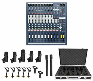 Soundcraft EPM8 2 Bus Recording/Live Mixer Console EPM 8+7 Piece Drum Mic Kit - Picture 1 of 12