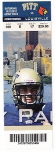 2012 PITTSBURGH PANTHERS VS LOUISVILLE CARDINALS TICKET STUB 10/13 BRIDGEWATER - Picture 1 of 1