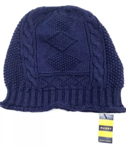 Rugby Ralph Lauren Knit Linen/Cotton Winter Ski/Hat/Beanie Navy Dark Blue - Picture 1 of 15
