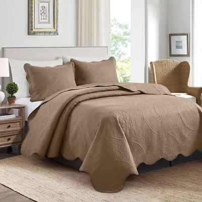 Colcha floral acolchada de 3 piezas con funda de almohada ultra suave Foto 1 de 4