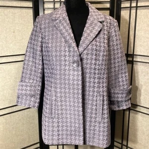 Due per Due Women Size M herringbone blazer grey and lavender lined - Picture 1 of 10