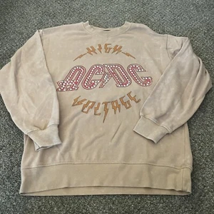 Maglione girocollo AC/DC felpa grafica marrone beige medio - Foto 1 di 5
