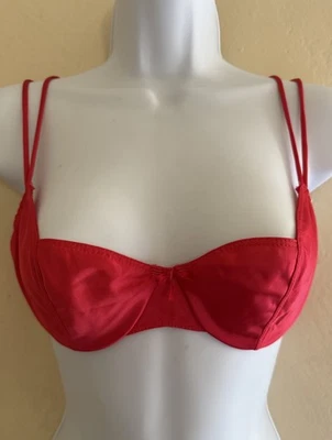 Sujetador con aros vintage sin marca ROJO SATINADO 34B retro años 80 sexy 💋 Foto 1 de 4