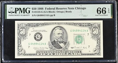 1988 $50 Federal Reserve Note Fr-2123-G Chicago PMG66 Gem EPQ - Image 1 of 2