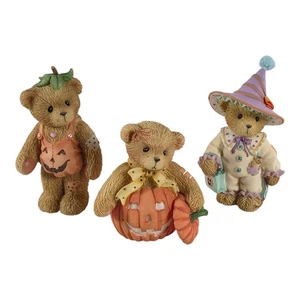 Cherished Teddies Halloween Figurine Trio Set 3 Bears Leslie Cora & Adelaide Vtg - Picture 1 of 18