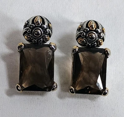 Pair MX Earrings Michael Morrison Silver & Gold Tone Pierced  - Bild 1 von 4