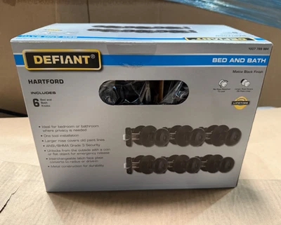 Defiant Hartford Matte Black Bed/Bath Door Knob Contractor Pack (6-Piece) - Image 1 of 4