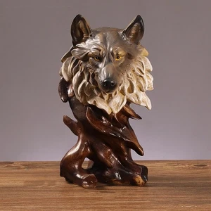 Wolf Figur Majestätisch Wolf Statue Dekoration Ornament Skulptur Wolfkopf Büste - Bild 1 von 4