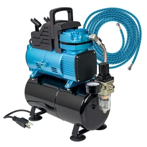 Master Airbrush 1/5 HP Super Cool Runner Dual Fan Tank Air Compressor, Regulator - Picture 1 of 5