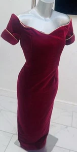 Vintage Debut Party Wedding Velvet Gold Rope Off Shoulder Evening Gown Size 16 - Picture 1 of 6