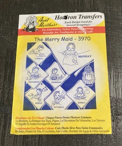 Vintage The Merry Maid Mon-Sun Embroidery Hot Iron Transfers Aunt Marthas Chores - Picture 1 of 3