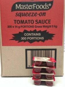 MASTERFOODS TOMATO SAUCE PORTION CONTROL X 300 (14 GRAMS) SQUEEZE PC - FREE POST - Picture 1 of 2