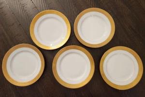 Set of 5 Antique Bernardaud Limoges Gold Trim Bread Butter Dessert Plates 6" D&C - Imagen 1 de 5