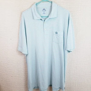 Peter Millar Mens XL Polo Shirt Blue Striped Short Sleeve Golf Seaside Wash - Picture 1 of 12