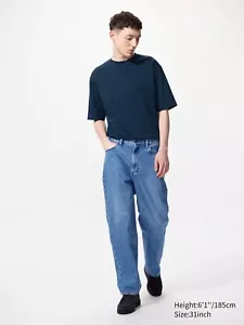 Pantalones de mezclilla para hombre UNIQLO anchos rectos en cintura azul 31 entrepierna 29 - Imagen 1 de 7