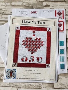 I love My Team Quilt Pattern Wall Hanging Use Team Colors and Letters RGR174 - Imagen 1 de 6