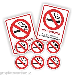 Confezione/Set Adesivi No Smoking 50mm Tondi Locali Insegne Negozio Business Unit - Foto 1 di 1