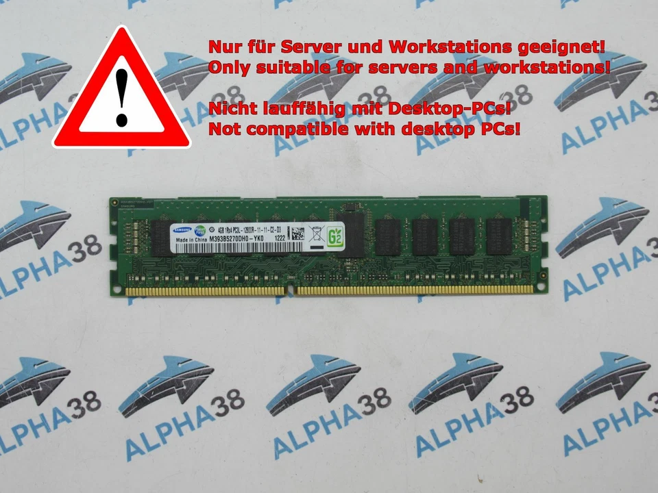 Samsung 4GB DDR3 1600MHz ECC Memory Module M393B5270DH0-YK0 RAM Server - Image 1 of 1