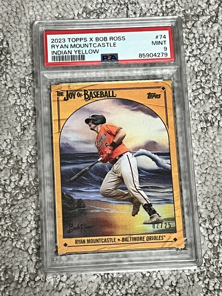 PSA 9 BASEBALL CARD 2023 TOPPS X BOB ROSS INDIAN YELLOW RYAN MOUNTCASTLE POP 1 - Image 1 of 1