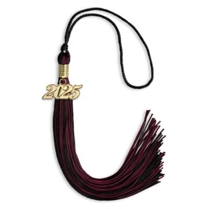 Endea Graduation Black/Maroon Mixed Color Tassel With Gold Date Drop - Picture 1 of 21