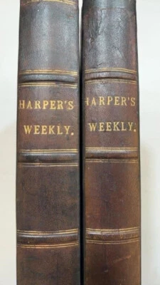 HARPER'S WEEKLY 1896 Complete Year Leather Bound  1200 Pgs (2 volumes) - Image 1 of 4