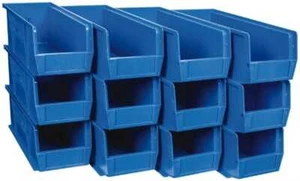 12 Pack Quantum Storage QUS234 Blue Ultra Stack&Hang Bins: 14-3/4" x 5-1/2" x 5" - Picture 1 of 1